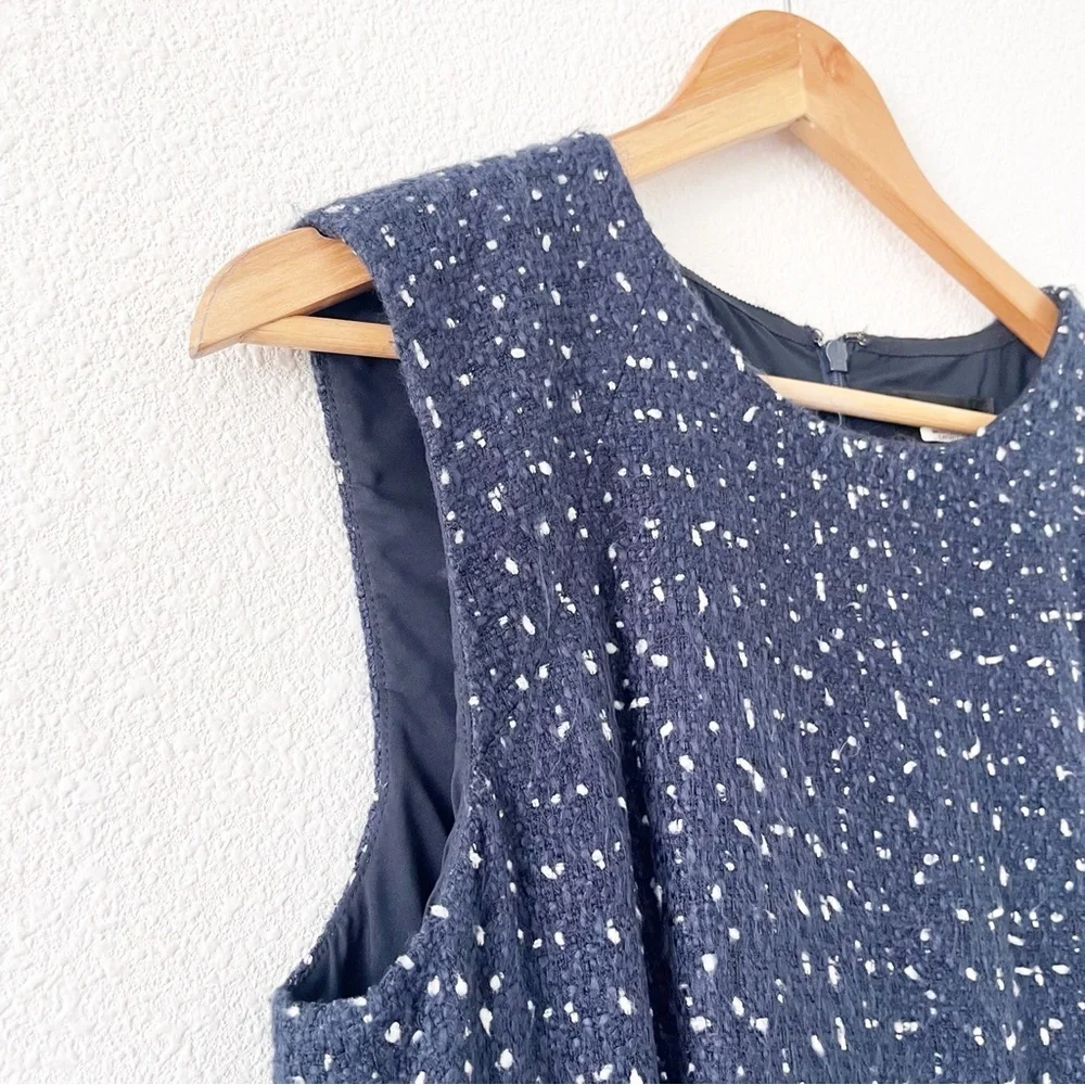 J.Crew Navy Tweed Sleeveless Spotted Texture Retro Fit & Flare A-Line Dress
